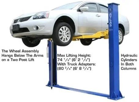 ATLAS Automotive Equipment 9KBPX 2-Post Lift/Hoist, Baseplate Style, 9'6" Minimum Ceiling Height, 9,000lb Capacity, Symmetric Arms, Dual Hydraulic Chain Drives Cylinders, for Low Ceiling Home Use - Image 3